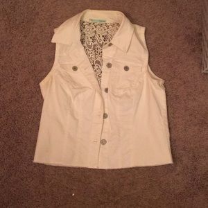White jean vest